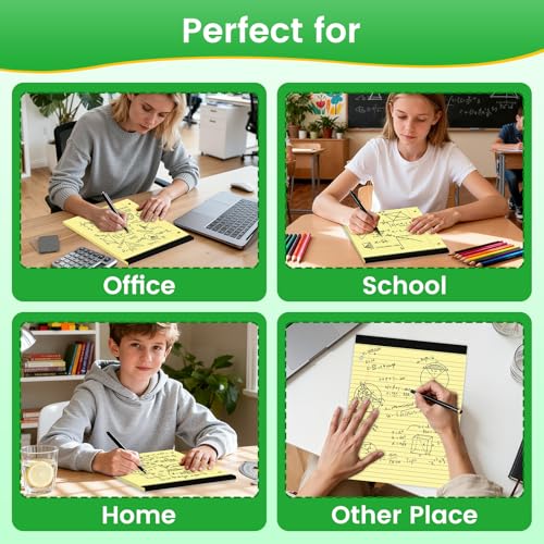 3 Hole Legal Pad 8.5 x 11, 6 Pack Yellow Note Pads, Notebook Paper Wide Ruled, Writing Paper Pads, Notepads with Binder Holes, Lined Paper 8.5x11, Ideal for School, Home, Office, 30 Sheets/Pack - style: 6 Pack-30 Sheets/Pad-Yellow
