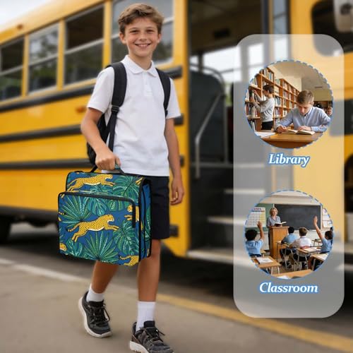 Cheetahs 2inch 3 Ring Zipper Binder Multi-Pocket Storage Holds 14 Inch Laptop for Students and Office Use - color: Cheetahs
