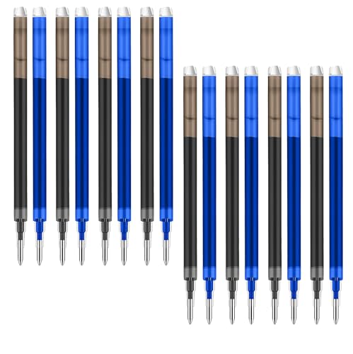 0.7 mm Erasable Gel Ink Pen Refills Compatible with Frixion Friction, Smooth Writing Multicolor Retractable Fine Point Pen Refill for School Office Home Art (Blue & Black, 16) - style: Blue & Black