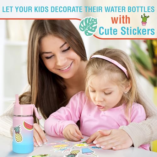 CHILLOUT LIFE 22oz Insulated Stainless Steel Water Bottle with Leak Proof Straw Lid & 144 Stickers - color: Mermaid Sparkle, style: 22 oz