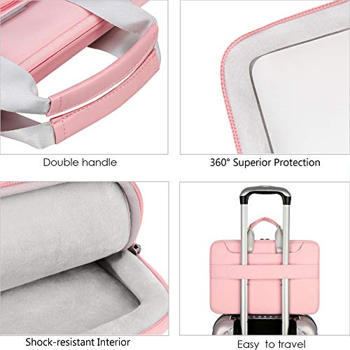 Lacdo 360° Protective Laptop Shoulder Bag, 15-15.6 inch Laptop Sleeve Case for Acer HP Lenovo Dell ASUS Laptop, Acer Aspire, HP Pavilion, Dell Inspiron, Lenovo IdeaPad,ASUS ZenBook Computer Bag, Pink - color: Pink, size: 15.6 Inches
