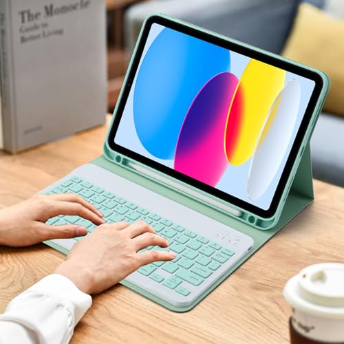 Rechargeable Bluetooth Keyboard and Mouse Combo for iPad, Ultra-Slim Portable Wireless Mouse Keyboard for iPad Pro Air Mini iPhone Samsung Tablet Cell Phone Android, iPadOS/iOS 13 and Above (Green) - color: Green