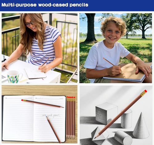 Adhere 25pcs Woodcase Pencils with Eraser Premium Pre-Sharpened Hexagon Graphite 2B pencils ideal for home, office writing including a Free Sharpener (Brown・25pcs) - color: Brown・25pcs
