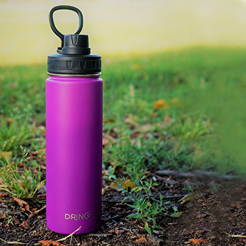 DRINCO Stainless Steel Water Bottle Spout Lid Vacuum Insulated Double Wall Water Bottle Wide Mouth (40oz 32oz 22oz 18oz 14oz) Leak Proof Keep Cold Sport Camping Hiking (22 oz, 22oz Purple) - color: 22oz Purple, size: 22 Ounces