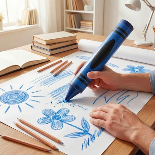 Gersoniel Blue 15" Giant Crayon, Jumbo Non-Toxic Coloring Crayon for Back to School, Large Art Projects & Festival Art Events, Draw on Paper & Walls - color: Blue