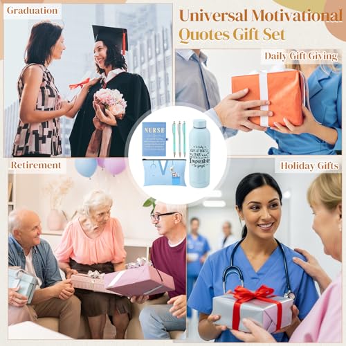 6 Pcs Nurse Gifts Set for Women Men, Rn Appreciation Gift for Nurses Week Christmas Graduation Thanksgiving, 16oz Vacuum Insulated Water Bottle, Makeup Bag, Notebook, Ballpoint Pens(Blue) - color: Blue