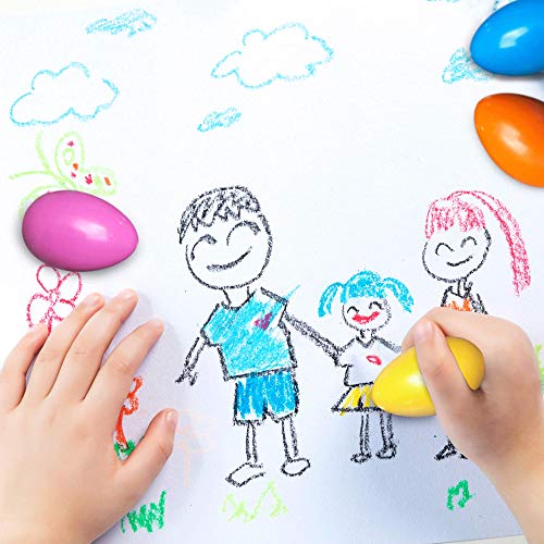9 Colors Egg Crayons for Toddlers, Washable Non-Toxic Palm Grip Stackable Crayons, Easter Gift for Kids Boys Girls