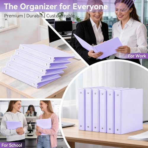 SUIN 1 Inch 3 Ring Binder, Clear 1'' View Presentation Binders with 2 Pockets, Fits 8.5 x 11 Letter Size, Durable Polypropylene, Non-Stick & PVC-Free for School, Office & Home (Pastel Purple) - color: Pastel Purple