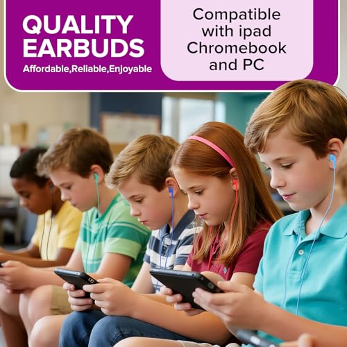 30 Pack Kids Earbuds Bulk for Classroom School Students Children Toddler Teens Boys Girls,Individually Bagged(HTC003,Mixed Colors) - size: 30 PACK