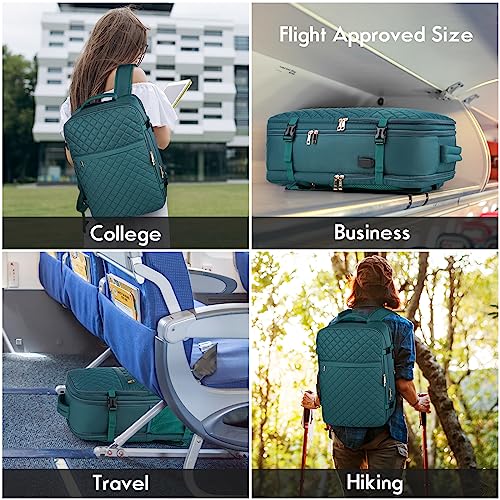 MOMUVO Large Travel Backpack Women, Flight Approved Carry On Backpack, Water Resistant Anti-Theft Large Casual Daypack Fit 17 Inch Laptop with USB Charging Port, Peacock Blue - color: Peacock Blue, size: 17.3 inch