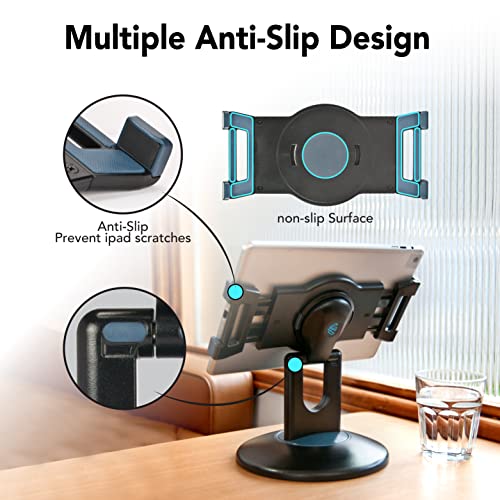 EHO iPad Stand, 360° Rotating Commercial Tablet Stand, Retail Kiosk, 6"-13"(Screen) Adapter Universal Tablet Clamp Holder for iPad, iPadAir, iPadMini, Microsoft Surface, Most Tablets - White - color: White
