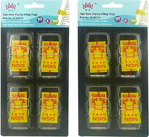 Pop-up Flags Set,Neon Color Page Marker Index Label,Transparent Tabs Flags Stickers,Writable Labels Bookmarks,50 Flags/Dispenser,8 Dispensers/Pack,2 Packs,800 Flags Total,4A 60174-Sign Herex2 - color: 4a 60174-sign Herex2