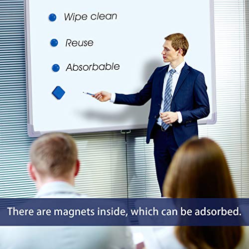 Favourde 48 Pack Magnetic Whiteboard Dry Erase Erasers Chalkboard Cleansers for Classroom, Home and Office (Blue) | Whiteboard Dry Erase Erasers Chalkboard Cleansers for School Supplies and Office Classroom and Teacher Must Haves ,(Blue) - color: Blue