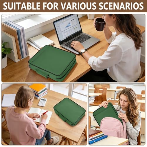 Hunter Green Accordion File Organizer with Zipper, 3 Ring Binder with 7 Pocket Expanding File Folder, 500 Sheet Document Organizer for A4 Letter School Office Supplies