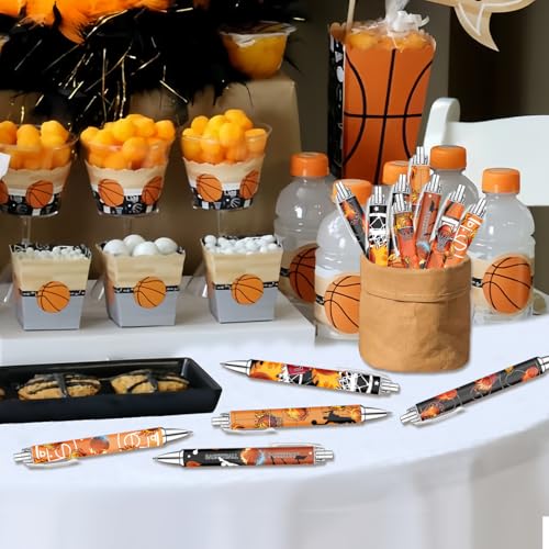 Basketball Pens Set – Fun Sports-Themed Writing Pens for kids,Students, and Coaches – Smooth Black Ink and Comfortable Grip – Great Party Favors, School Rewards, and Holiday Gift Ideas, 8 Pack - style: Basketball