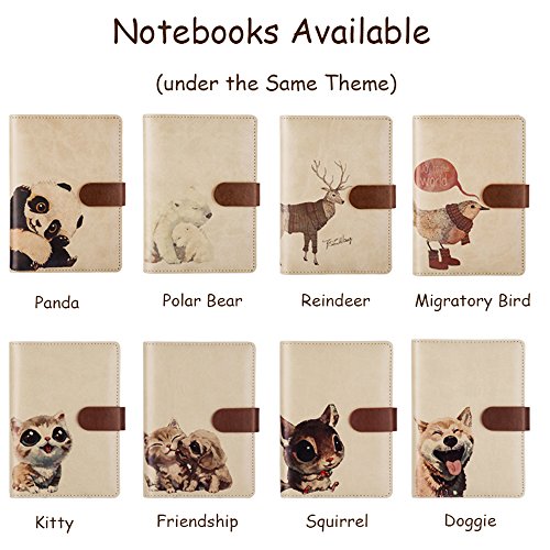 ToiM A6 Cute Simple Binder Hand Books for Diary PU Leather Journal Writing Notebook Loose Notebook Handbook Notepad Business Hand Books Great Stationery (Panda) - color: Panda