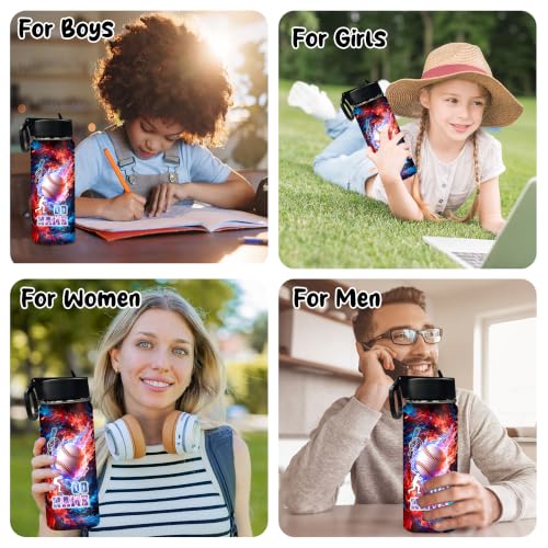 Next Day Shipping Custom Water Bottle Personalized Cups for Kids Girls Boys Toddler Baseball Customized Name Insulated Stainless Steel Water Bottles Customizable Gifts for School Christmas Birthday - color: New Color 28