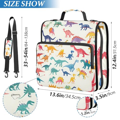 3 Ring Zipper Binder with Shoulder Strap Black Skulls Cats Gothic Style Binder Bag - color: Multicolored 02