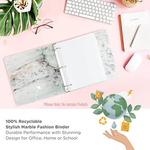 Carstens Limited Edition 2-Inch Green Marble Heavy Duty 3-Ring Binder – Side Opening, Waterproof, Durable Plastic, No-Gap Rings, Holds 300 Sheets, BPA-Free, Made in USA (2843-3R) - color: Marble Green, size: Individual