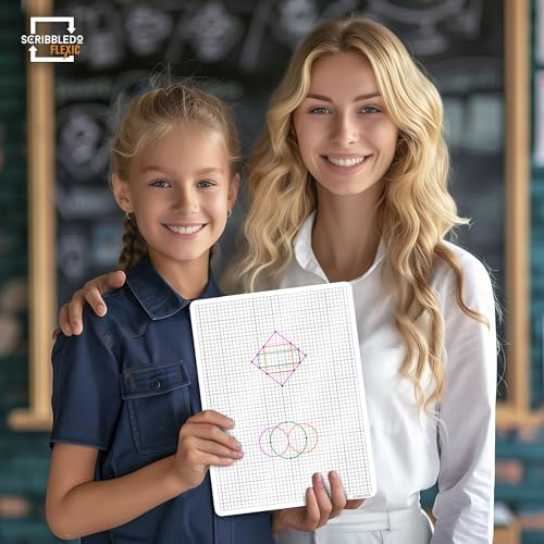 SCRIBBLEDO Small Grid Dry Erase Sheets 9”x12” Math Practice Small White Board Sheets Math Manipulatives Quad Graph Whiteboard Sheets Math Supplies Homeschool Teacher Students Classroom Pack of 10