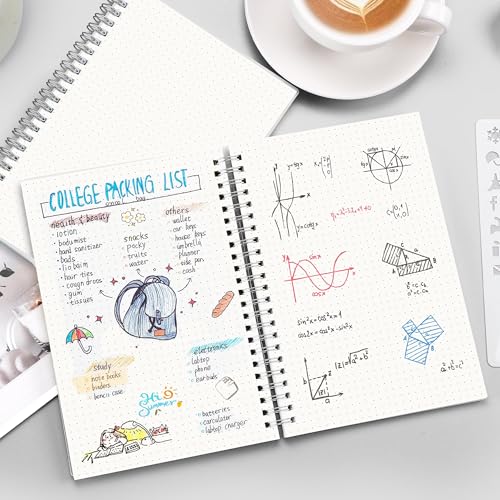 RETTACY Dotted Journal Notebook, 3-Pack, 160 Pages per Pack, A5 Medium Size (5.7'' × 8.3''), 100 GSM Thick Paper, Spiral-bound, Flexible Plastic Cover, for Journaling, Planning, Tracking - color: Transparent, style: Dotted
