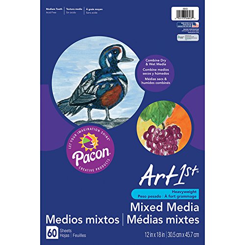 Pacon PAC4843 Art1st Mixed Media Art Paper, 12" x 18", White, 60 Sheets - size: 60 Count (Pack of 1)