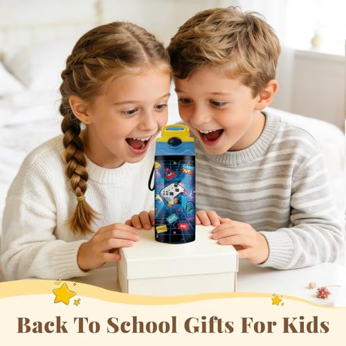 Gaming Water Bottle - 12oz Stainless Steel Tumbler with Straw, Insulated, Leak-proof, BPA-free, Pop-up Straw Lid, for Office, Gaming, Travel - Birthday Gift Cup (1pc) - color: Game 1
