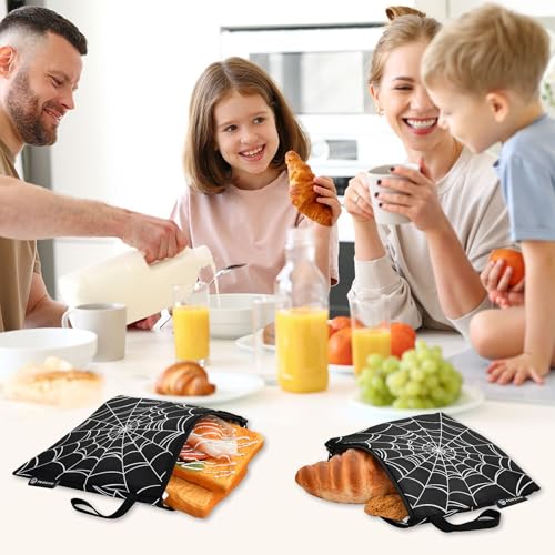 Reusable Food Storage Bags Goth Spider 3 Pack Set Lunch Bag Compact Sandwich Snack Bag Small Medium Large for Lunch, Travel & Organization - color: Bag 19