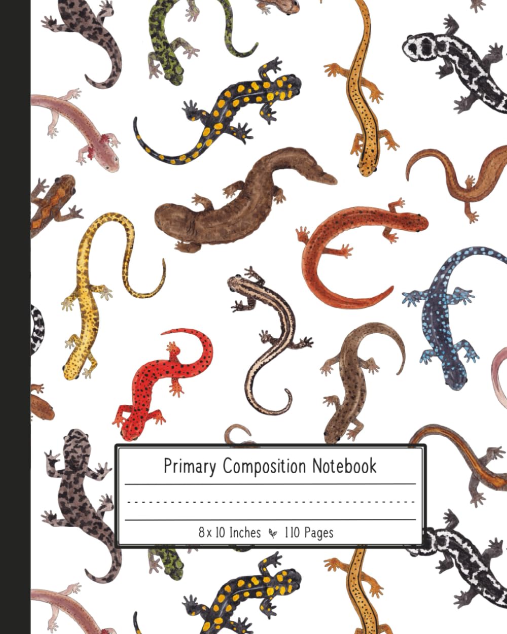 Primary Composition Notebook: For Grades K-2 with Picture Space for Drawing and Dotted Midline - Handwriting Practice Story Journal - 8x10 with Watercolor Salamanders Cover Art