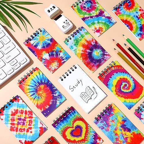 Zhanmai 36 Pcs Mini Spiral Tie Dye Notebooks Multicolor Style Pocket Notepads Blank Notebooks Journal Mini Memo Pads for Tie Dye Birthday Pastel Art Party Favors Gift Supplies - style: Tie Dye
