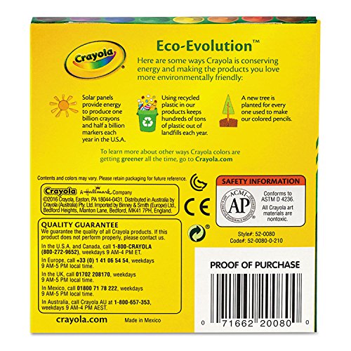 Crayola 520080 Large Crayons, Tuck Box, 8 Colors/Box