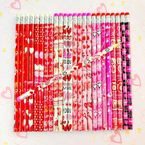 72PCS Valentine Wooden cased Pencils for Kids with Erasers, Wood Wedding Golf Pencils for School,Drawing,Gift (72PCS, Valentine's Day) - style: Valentine's Day