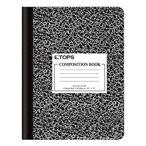 Oxford Composition Notebooks, School Supplies, Notebooks for School, College Ruled Paper, 9-3/4 x 7-1/2 Inches, School Comp Book, Black Marble Covers, 100 Lined Sheets, 12 per Pack (63796)