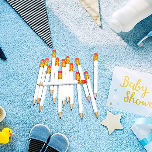 Gersoniel 50 Pieces Baby Shower Pencils for Activities Sharpened Mini Golf Half Pencils, Presharpened with Erasers, 4 Inch Short 2 HB for School Office Game