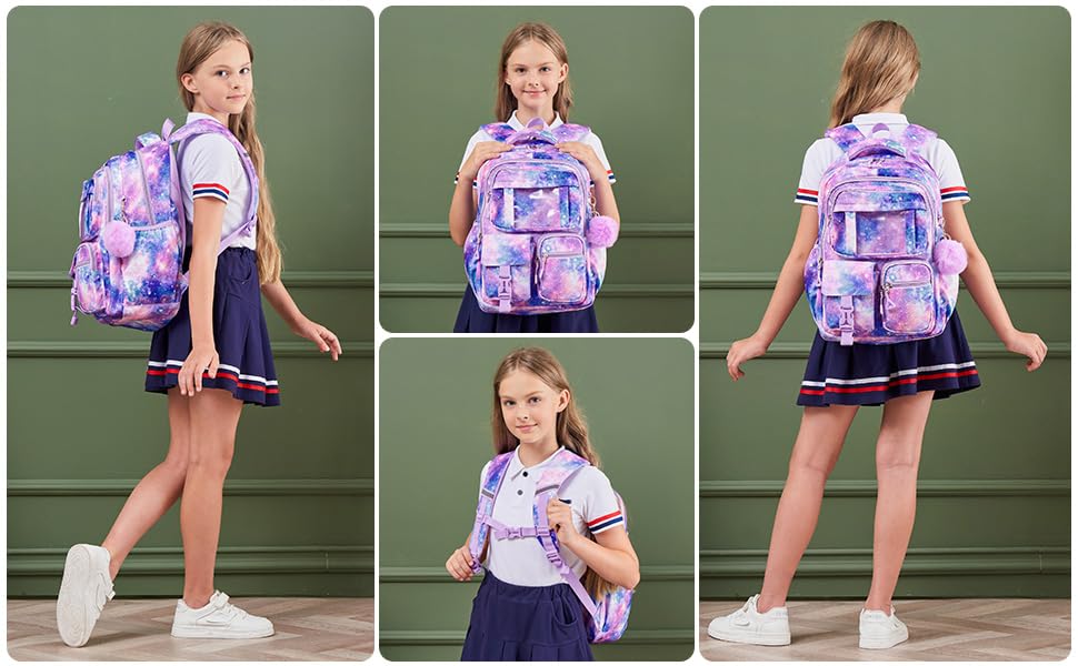 Fimibuke Kids Backpack for School Girls, 3Pcs Waterproof Girls Backpack with Lunch Box & Pencil Pouch - Lightweight Bookbag for Elementary Middle School Student Teens Ages 6+ Pink Strawberry - color: B2.pink Strawberry Plaid
