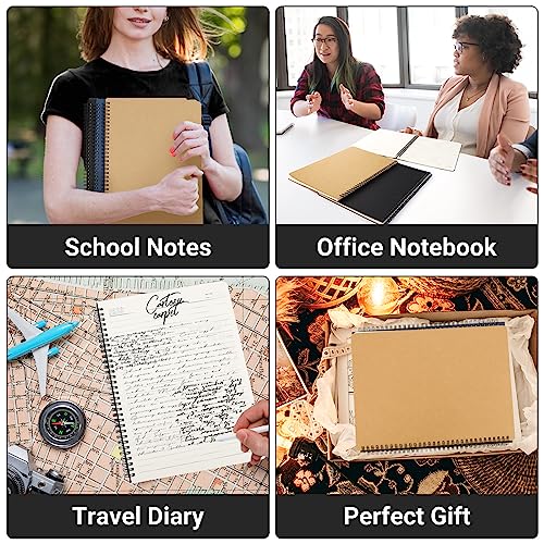 EUSOAR Spiral Journaling Notebooks, 6 Packs A4 11" x 8.5" College Ruled Notebook, 120 Pages Hardcover Paper Notebook Journals for Women Men Student Office School Traveling Diary-Black,Royal Blue,Kraft - color: Black/Royal Blue/Kraft, size: 6Packs