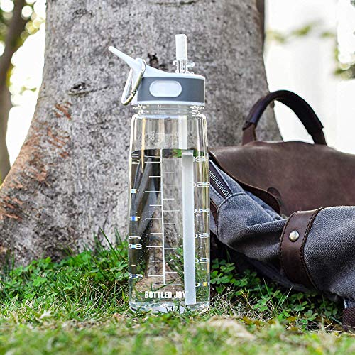 Sports Water Bottle with Straw 800ML Bike Water Bottles Reusable Water Jug 28 OZ Hydro Jug BPA-Free Wide Mouth Water Bottle with Handle for Fitness Outdoor Hiking Camping Dishwasher Safe - color: 800ml clear