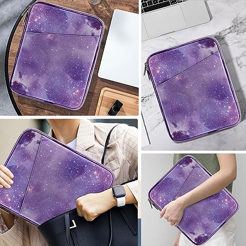 MoKo 9-11 Inch Tablet Sleeve Bag Carrying Case with Accessory Pocket | Fits iPad Air 5/4th 10.9, iPad Pro 11 M2, iPad 10th 10.9, Galaxy Tab S9 11 and Tab S8/A8/A7, Purple Starry Sky - color: Purple Starry Sky, size: 9-11 Inch