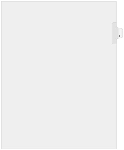 Exhibitindexes® Side Number Tabs - AVE Style Bold Font - Pack of 25 - style: Number 5