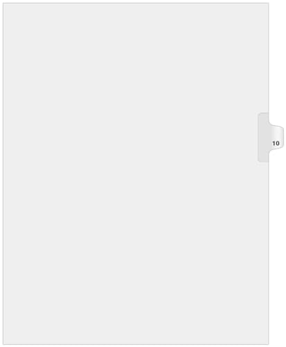 Exhibitindexes® Side Number Tabs - AVE Style Bold Font - Pack of 25 - style: Number 10