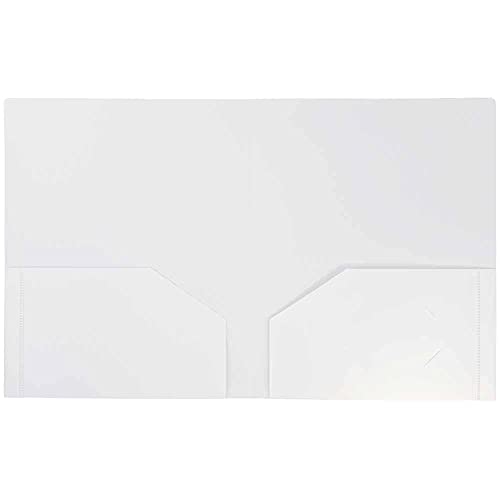 JAM PAPER Heavy Duty Plastic 2 Pocket Extra Tough School Folders - White - 6/Pack - color: White, size: 6 Per Pack