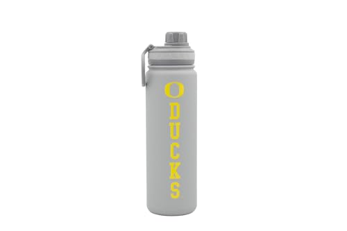 Oregon Water Bottle - Gray Double Walled Stainless Steel 24 oz Keeps Drinks Cold or Hot - color: Oregon Ducks - Gray