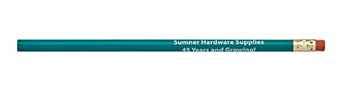 Pencil Guy Promotional Personalized Imprinted Teal Round Pencils | 144 to a box, 19 color(s) to choose from - color: Teal, size: 1 Count (Pack of 144)