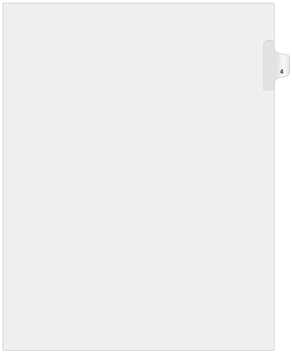 Exhibitindexes® Side Number Tabs - AVE Style Bold Font - Pack of 25 - style: Number 4