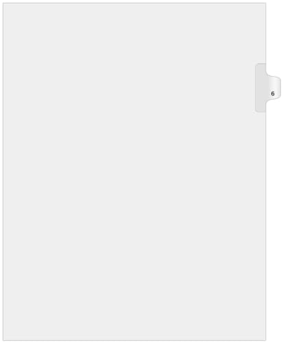Exhibitindexes® Side Number Tabs - AVE Style Bold Font - Pack of 25 - style: Number 6