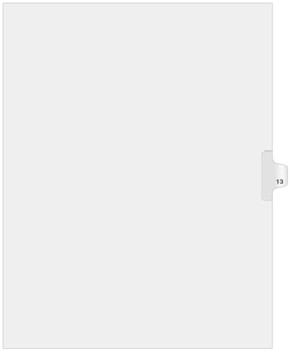 Exhibitindexes® Side Number Tabs - AVE Style Bold Font - Pack of 25 - style: Number 13