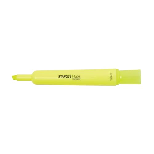 STAPLES Highlighters, Chisel Tip, Yellow, 36 Pack – Hype Tank Bold Ink Highlighters for Office, School & Studying - color: Yellow, size: 1 Count (Pack of 36), style: Hype Tank
