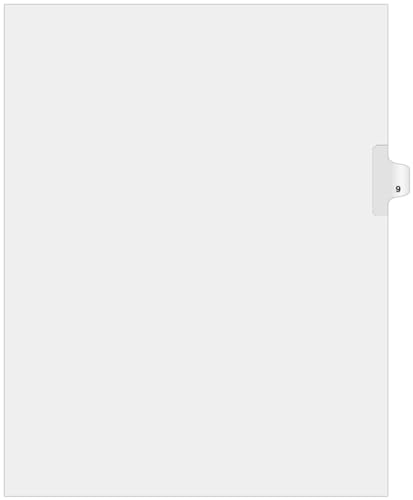 Exhibitindexes® Side Number Tabs - AVE Style Bold Font - Pack of 25 - style: Number 9