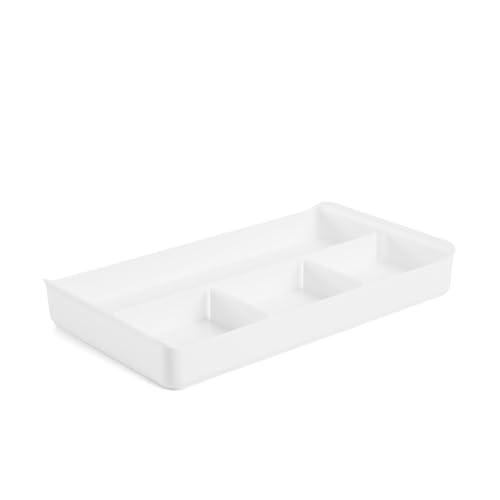 Poppin Drawer Organizer - Filing Drawer Organizer with 4 Compartments, File Cabinet Organizer fits ONLY Stow File Drawers, Sturdy Plastic, Multiple Colors Available (White) - color: White