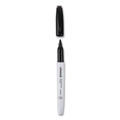 Universal 43671 Pen Style Dry Erase Marker, Fine/Bullet Tip, Black (Pack of 12) - size: 12 Count (Pack of 1)